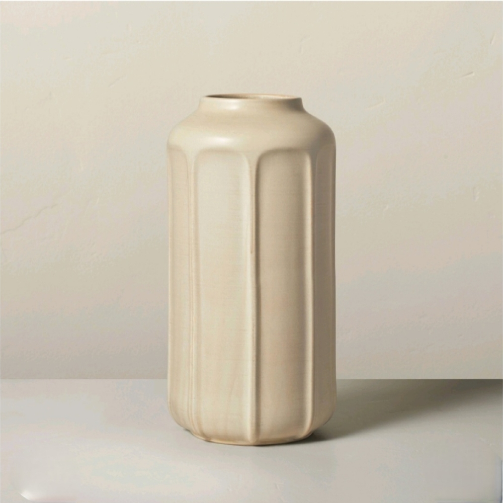 Hearth & Hand with Magnolia 16" Faceted Ceramic Vase Taupe